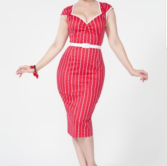 Pinup Couture Dresses & Skirts - NWT Natasha wiggle dress red pinstripe ❤ L Pinup Couture Dresses & Skirts - NWT Natasha wiggle dress red pinstripe ❤ L